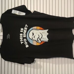 HALLOWEEN Black Graphic T Shirt, This is BOO Sheet NWT